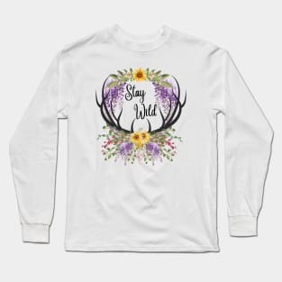 Stay Wild Whimsy Antlers Long Sleeve T-Shirt